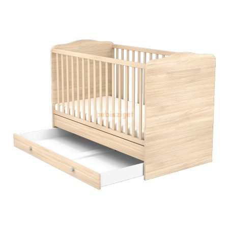 Timba Átalakítható 70x140-as Zárt végű baba- és gyermekágy ágyneműtartóval Borostyán