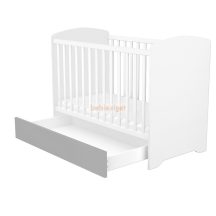   Timba Átalakítható 70x140-as Zárt végű baba- és gyermekágy ágyneműtartóval Fehér-Ezüst