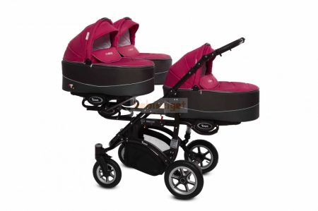Baby Active Trippy Hármasiker babakocsi Premium Amarant Tömör gondozásmentes kerekekkel