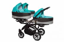   Baby Active Trippy Hármasiker babakocsi Premium Tropic Green Tömör gondozásmentes kerekekkel