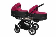   Baby Active Twinni Ikerbabakocsi Premium Amarant Tömör gondozásmentes kerekekkel