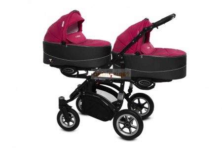 Baby Active Twinni Ikerbabakocsi Premium Amarant Tömör gondozásmentes kerekekkel