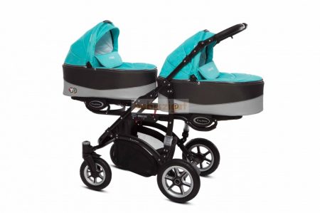 Baby Active Twinni Ikerbabakocsi Premium Tropical Green Tömör gondozásmentes kerekekkel
