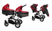  Baby Active Twinni Ikerbabakocsi Premium Rosso White Tömör gondozásmentes kerekekkel
